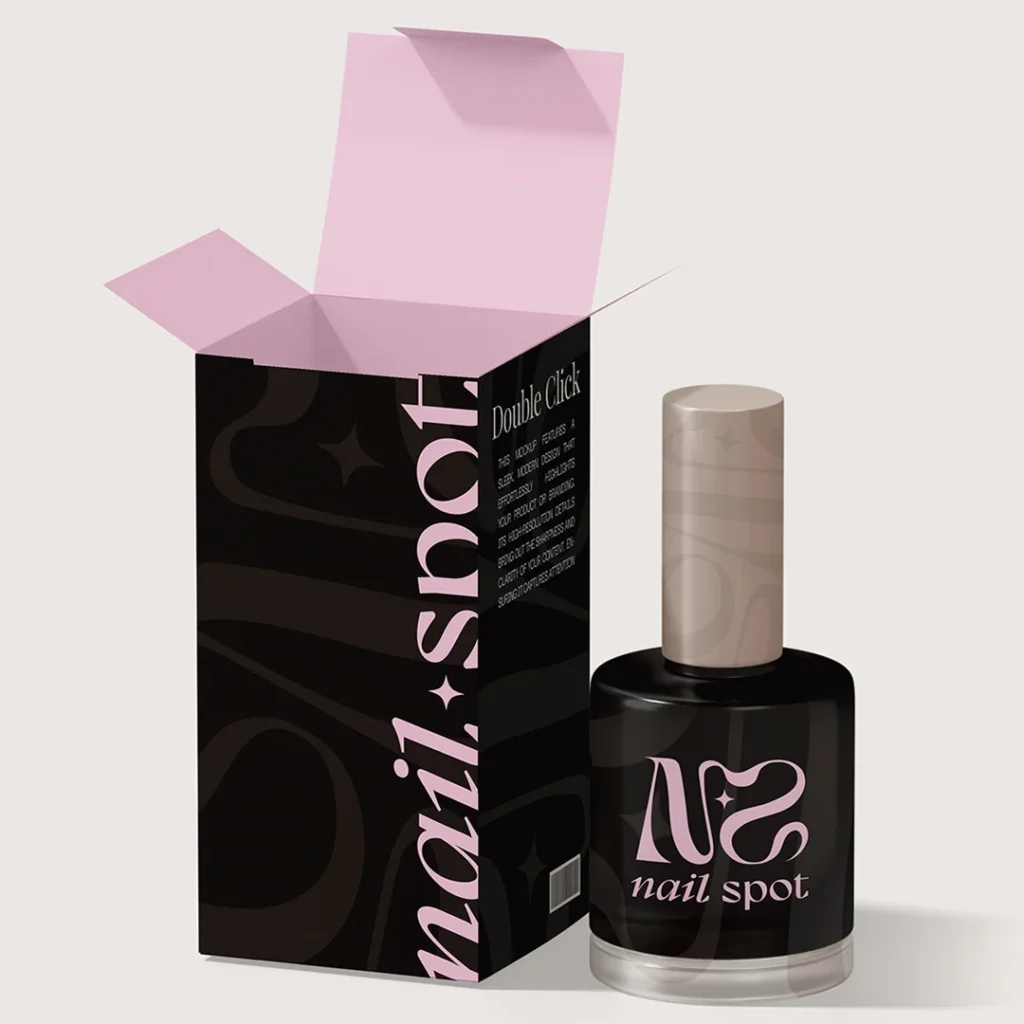 Czarny lakier do paznokci w opakowaniu „Nail Spot”